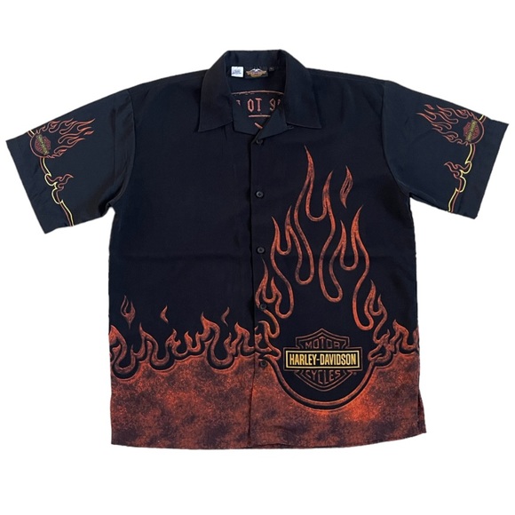 Harley-Davidson Other - Vintage Harley Davidson Flame Button Up